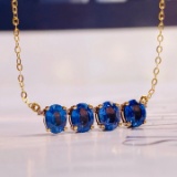 14k Gold 1.80 Ct Natural Sapphire & Diamond Necklace