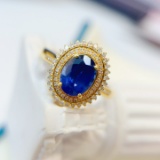 14k Gold 1.65 Ct Natural Sapphire & Diamond Ring/pendant