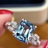 14k Gold 1.90 Ct Natural Aquamarine & Diamond Ring