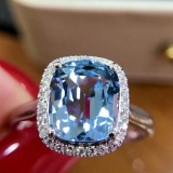 14k Gold 3.00 Ct Natural Aquamarine & Diamond Ring