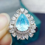 14k Gold 3.11 Ctw Natural Paraiba Tourmaline & Diamond Ring