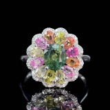 14k Gold 2.64 Ctw Natural Sapphire & Diamond Ring