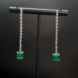 14k Gold 4.67 Ctw Natural Emerald & Diamond Earrings