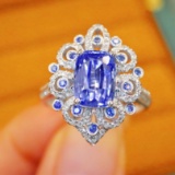 14k Gold 2.59 Ctw Natural Sapphire & Diamond Ring