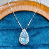 14k Gold 2.80 Ctw Natural Paraiba Tourmaline & Diamond Necklace
