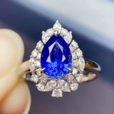14k Gold 1.90 Ct Natural Sapphire & Diamond Ring