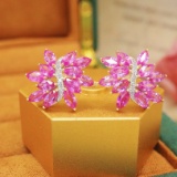 14k Gold 4.75 Ctw Natural Sapphire & Diamond Earrings