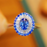 14k Gold 0.86 Ctw Natural Sapphire & Diamond Ring