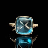 14k Gold 8.13 Ctw Natural Topaz & Diamond Ring