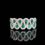 14k Gold 0.75 Ctw Natural Emerald & Diamond Ring