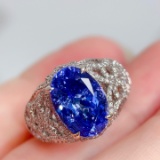 14k Gold 4.30 Ct Natural Tanzanite & Diamond Ring