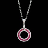 14k Gold 0.50 Ct Natural Ruby & Diamond Necklace