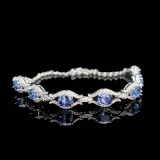 14k Gold 3.05 Ctw Natural Sapphire & Diamond Bracelet