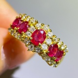 14k Gold 0.93 Ctw Natural Ruby & Diamond Ring