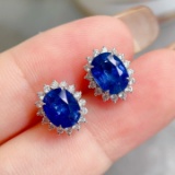 14k Gold 3.63 Ctw Natural Sapphire & Diamond Earrings