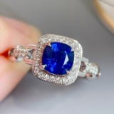 14k Gold 1.52 Ctw Natural Sapphire & Diamond Ring
