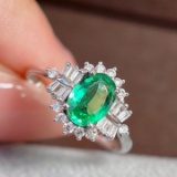 14k Gold 1.22 Ctw Natural Emerald & Diamond Ring