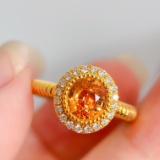 14k Gold 1.77 Ctw Natural Spessartine & Diamond & Solitaire Ring
