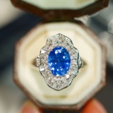 14k Gold 2.40 Ct Natural Sapphire & Diamond Ring