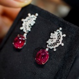 14k Gold 6.60 Ct Natural Tourmaline & Diamond Earrings