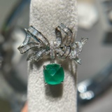 14k Gold 2.53 Ct Natural Emerald & Diamond Ring