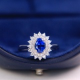 14k Gold 1.60 Ctw Natural Sapphire & Diamond Ring