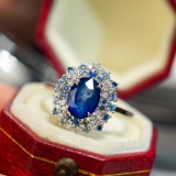 14k Gold 2.00 Ct Natural Sapphire & Diamond Ring