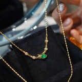 14k Gold 0.35 Ct Natural Emerald & Diamond Necklace