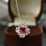 14k Gold 1.60 Ct Natural Tourmaline & Diamond Pendant