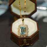 14k Gold 1.30 Ct Natural Aquamarine Pendant