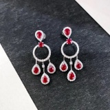 14k Gold 2.23 Ctw Natural Ruby & Diamond Earrings
