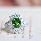 14k Gold 5.39 Ctw Natural Tourmaline & Diamond Ring