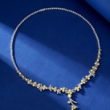 14k Gold 11.63 Ctw Natural Yellow Diamond & Diamond Necklace