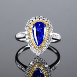 14k Gold 2.68 Ctw Natural Sapphire & Diamond Ring