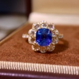 14k Gold 2.74 Ctw Natural Sapphire & Diamond Ring