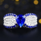 14k Gold 2.51 Ctw Natural Sapphire & Diamond Ring