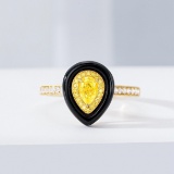 14k Gold 0.47 Ctw Natural Yellow Diamond & Diamond Ring