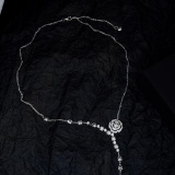 14k Gold 0.65 Ct Natural H Diamond & Flowers Necklace