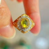 14k Gold 1.31 Ct Natural Cat's?Eye & Diamond Ring