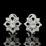 Gia Certified 14k Gold 0.89 Ctw Natural D Si1 Oval Diamond Earrings