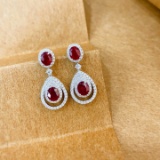 14k Gold 3.16 Ctw Natural Ruby & Diamond Earrings