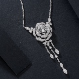 14k Gold 1.52 Ctw Natural H Diamond & Flowers Necklace