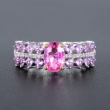 14k Gold 1.50 Ctw Natural Sapphire & Diamond Ring