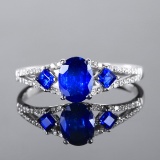 14k Gold 1.14 Ctw Natural Sapphire & Diamond Ring