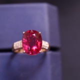14k Gold 4.53 Ct Natural Tourmaline & Diamond Ring