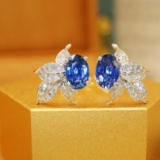 14k Gold 1.35 Ctw Natural Sapphire & Diamond Earrings