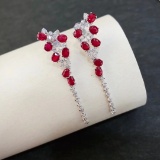 14k Gold 3.46 Ctw Natural Ruby & Diamond Earrings