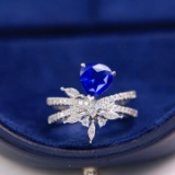 14k Gold 1.84 Ctw Natural Sapphire & Diamond Ring
