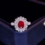 14k Gold 0.84 Ct Vivid Red Natural Ruby & Diamond Ring