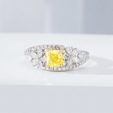 14k Gold 1.20 Ctw Natural Yellow Diamond & Diamond Ring
